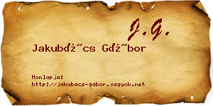 Jakubács Gábor névjegykártya